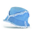 Washed Denim Frayed Washed Bucket Hat